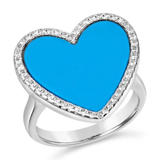 Blue Turquoise Heart Shaped Ring - Anna Zuckerman
