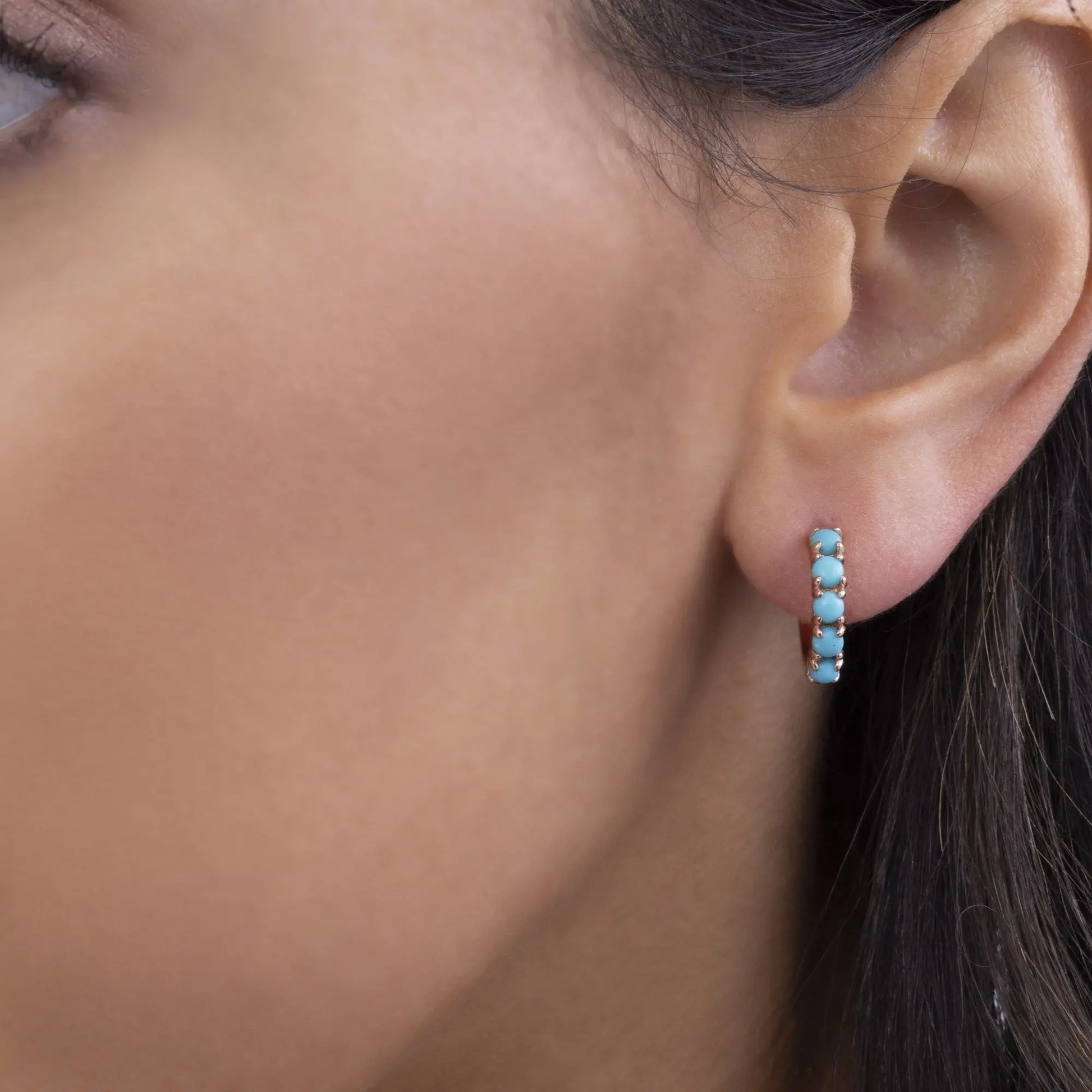 Blue Turquoise Huggee Earrings - Anna Zuckerman