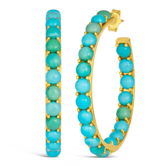 Blue Turquoise Inside Out Hoops - Anna Zuckerman