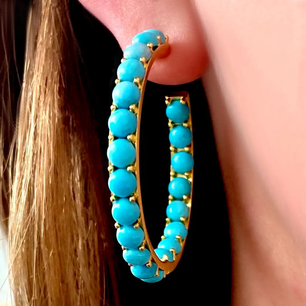 Blue Turquoise Inside Out Hoops - Anna Zuckerman