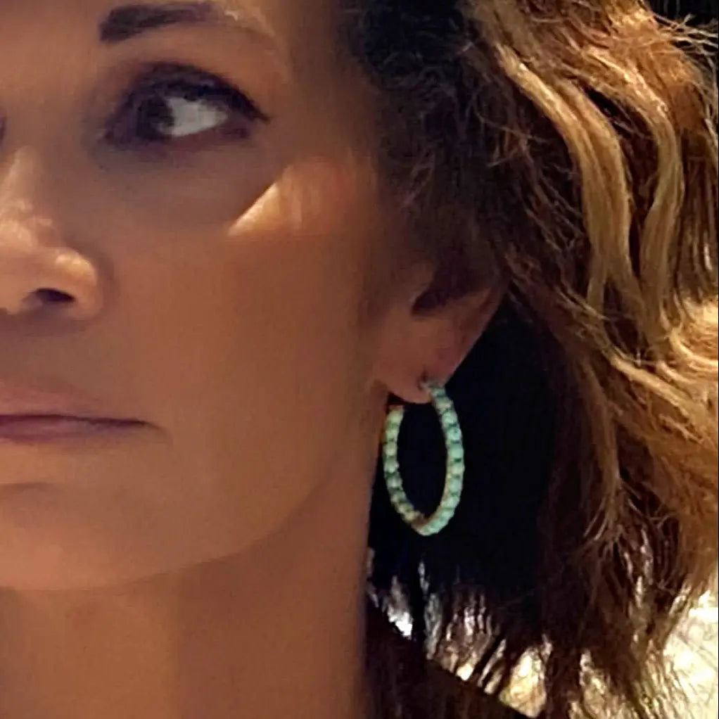 Blue Turquoise Inside Out Hoops - Anna Zuckerman