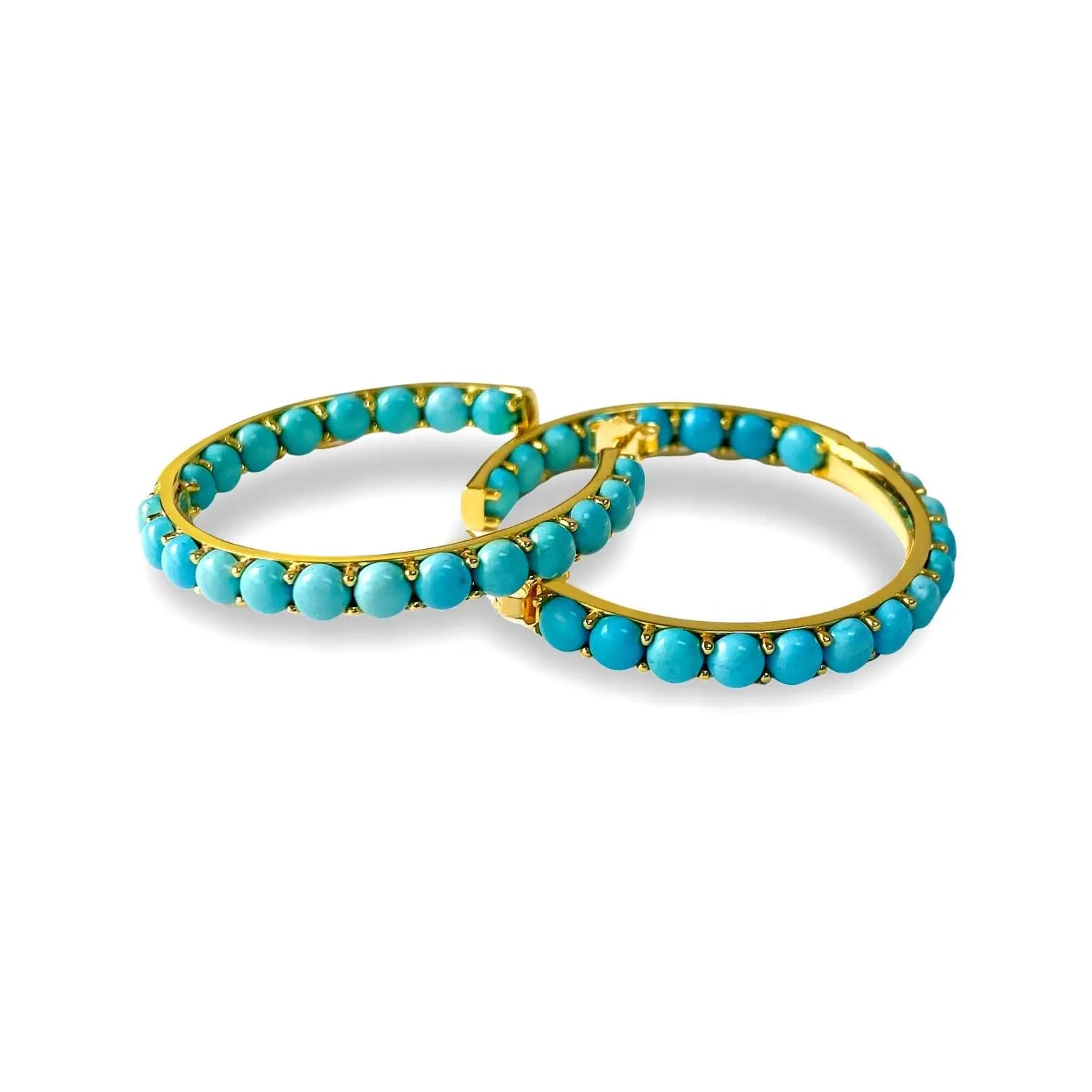 Blue Turquoise Inside Out Hoops - Anna Zuckerman