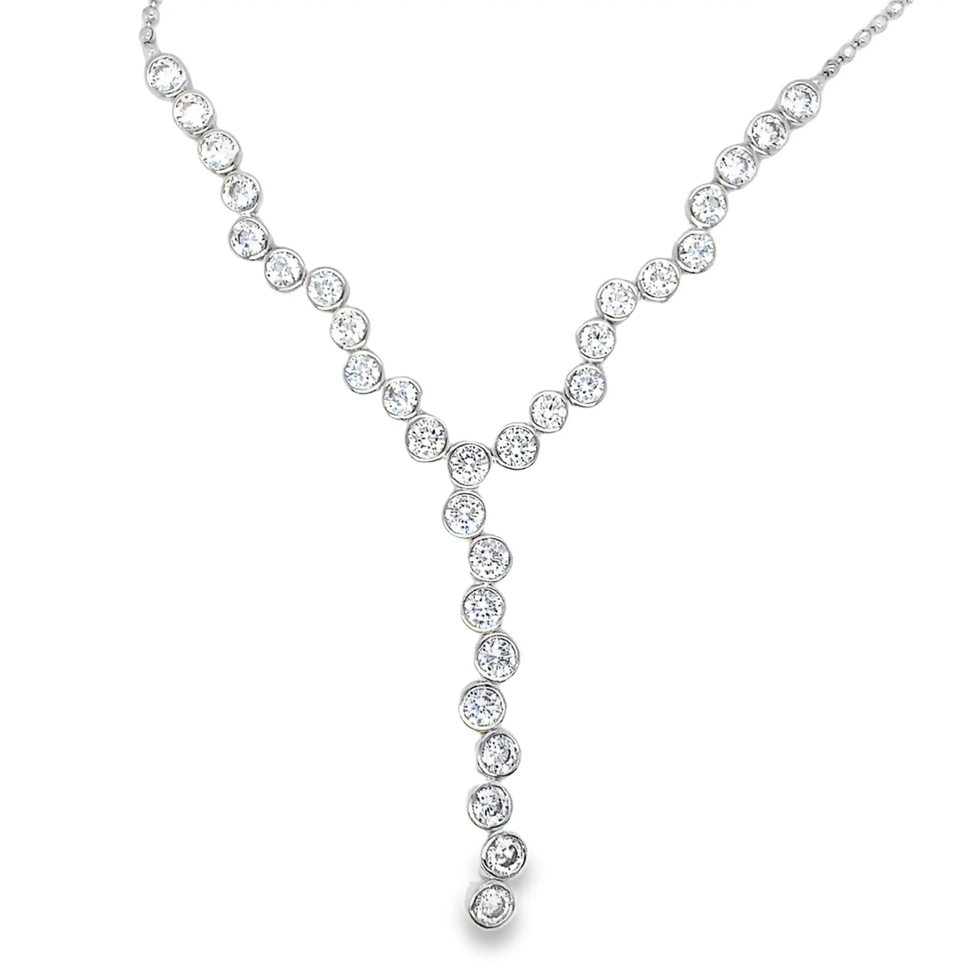 Diamond necklace on a white background