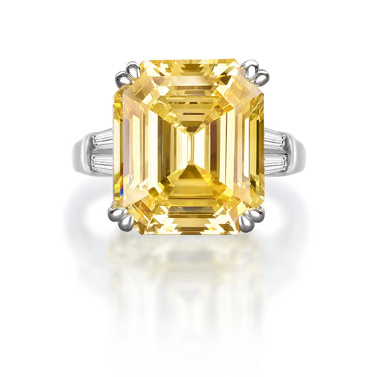 "Cali 10 carat canary yellow crystalline diamond ring, bold luxury jewelry"