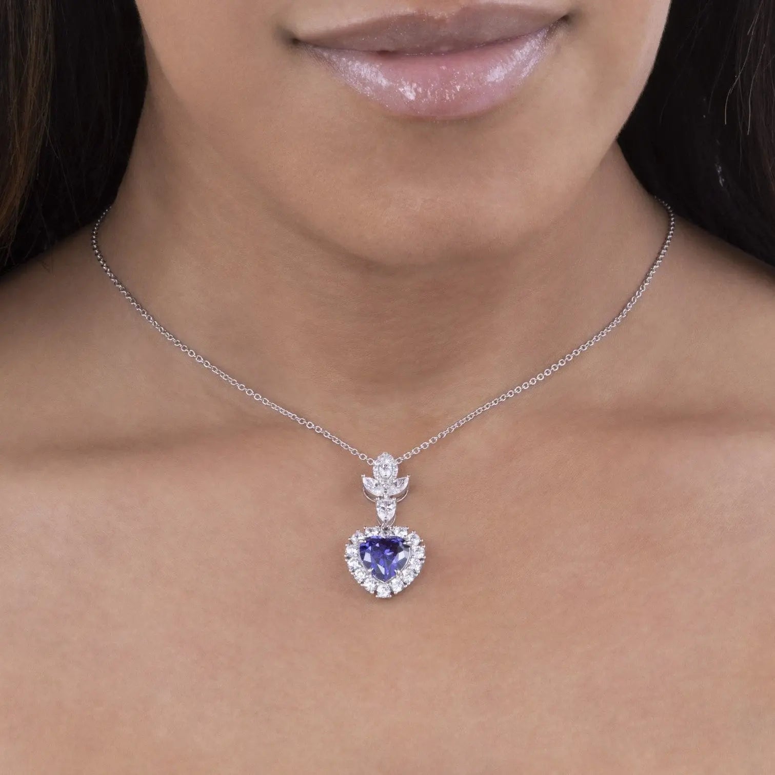 Calista Heart Necklace Blue Sapphire Anna Zuckerman