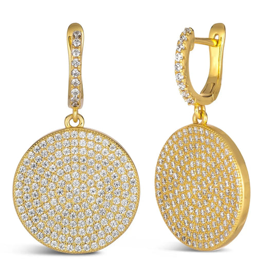 Capri Pavé Disc Earrings In Yellow Gold Anna Zuckerman