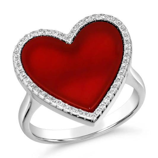 Carnelian Heart Shaped Ring - Anna Zuckerman
