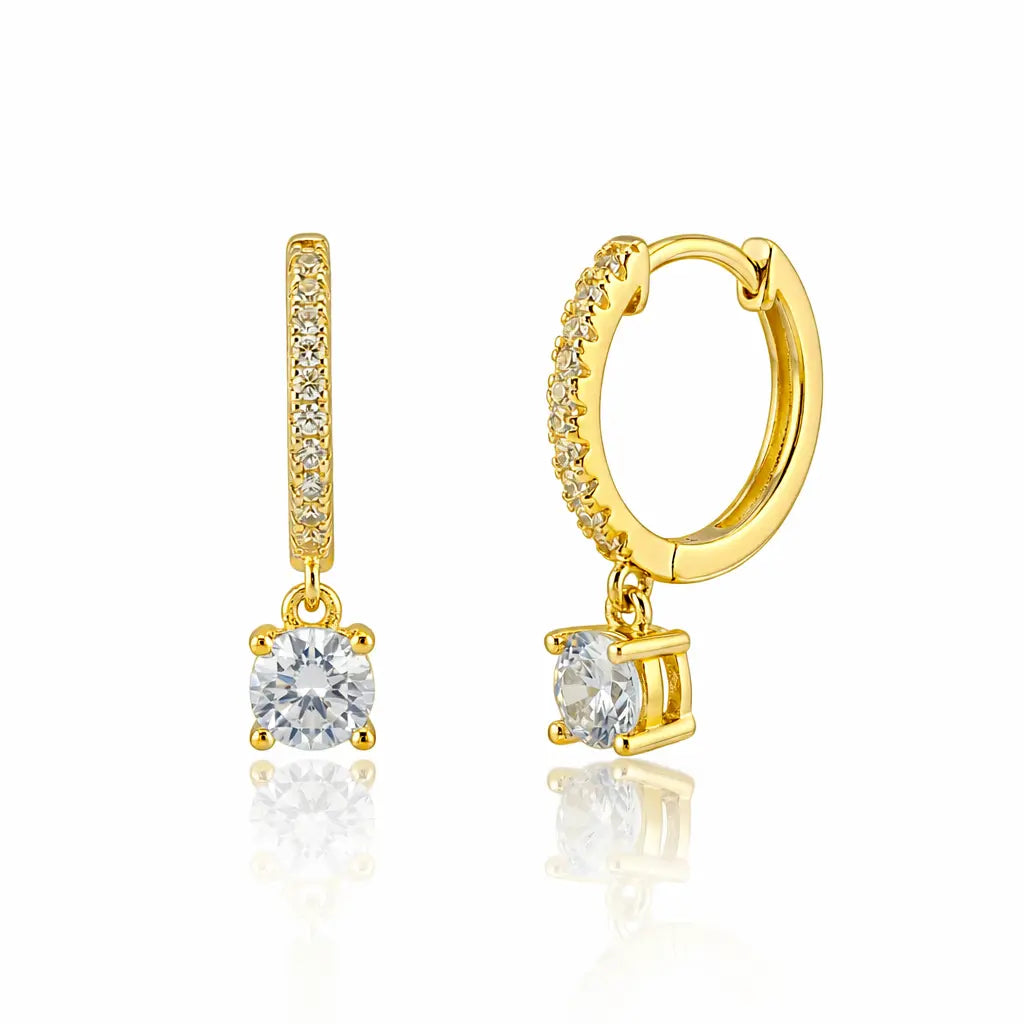 Celeste Drop Huggies In Yellow Gold Anna Zuckerman