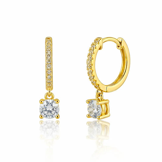 Celeste Drop Huggies In Yellow Gold Anna Zuckerman