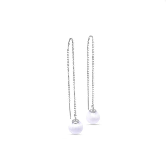 Chain Through Pearl Earrings - Anna Zuckerman