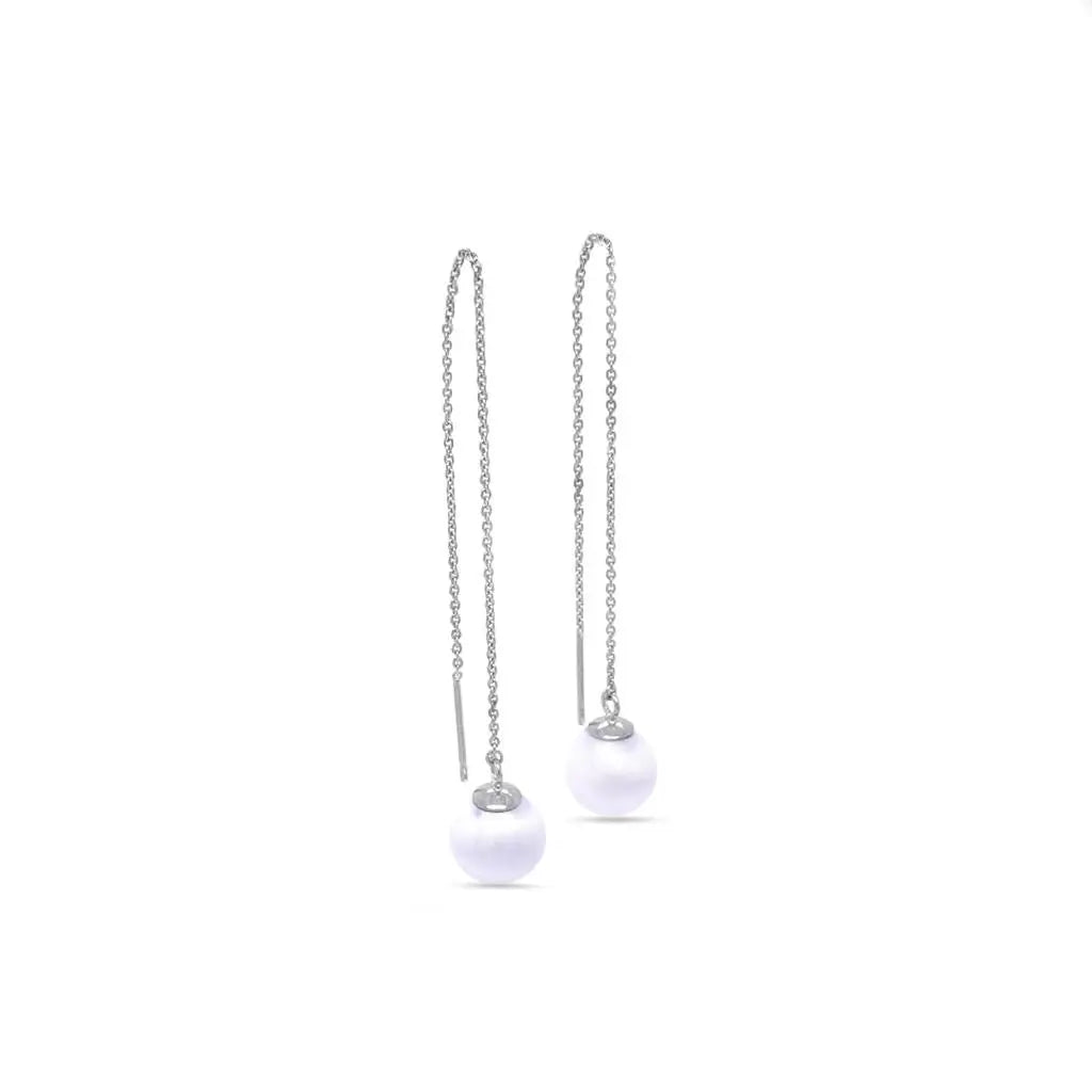 Chain Through Pearl Earrings - Anna Zuckerman