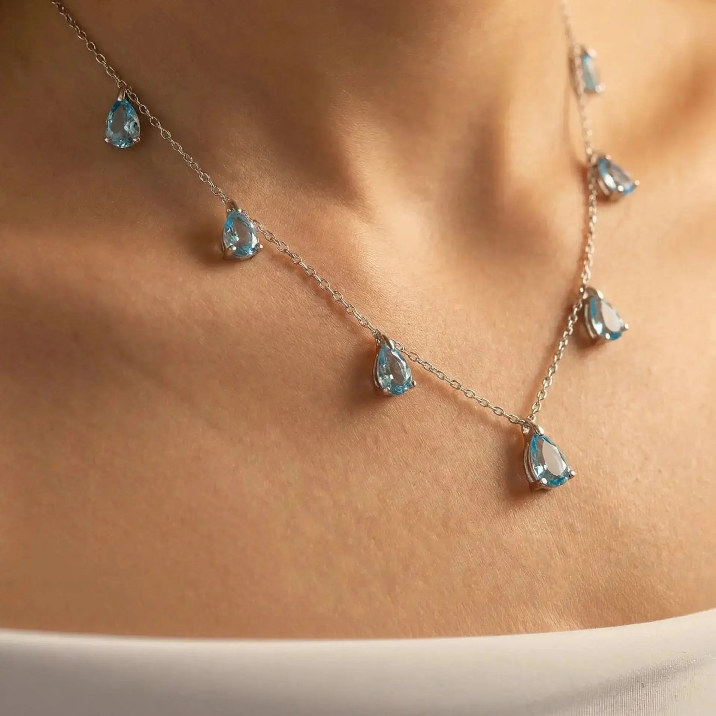 Champagne Drop Necklace in Aquamarine Anna Zuckerman