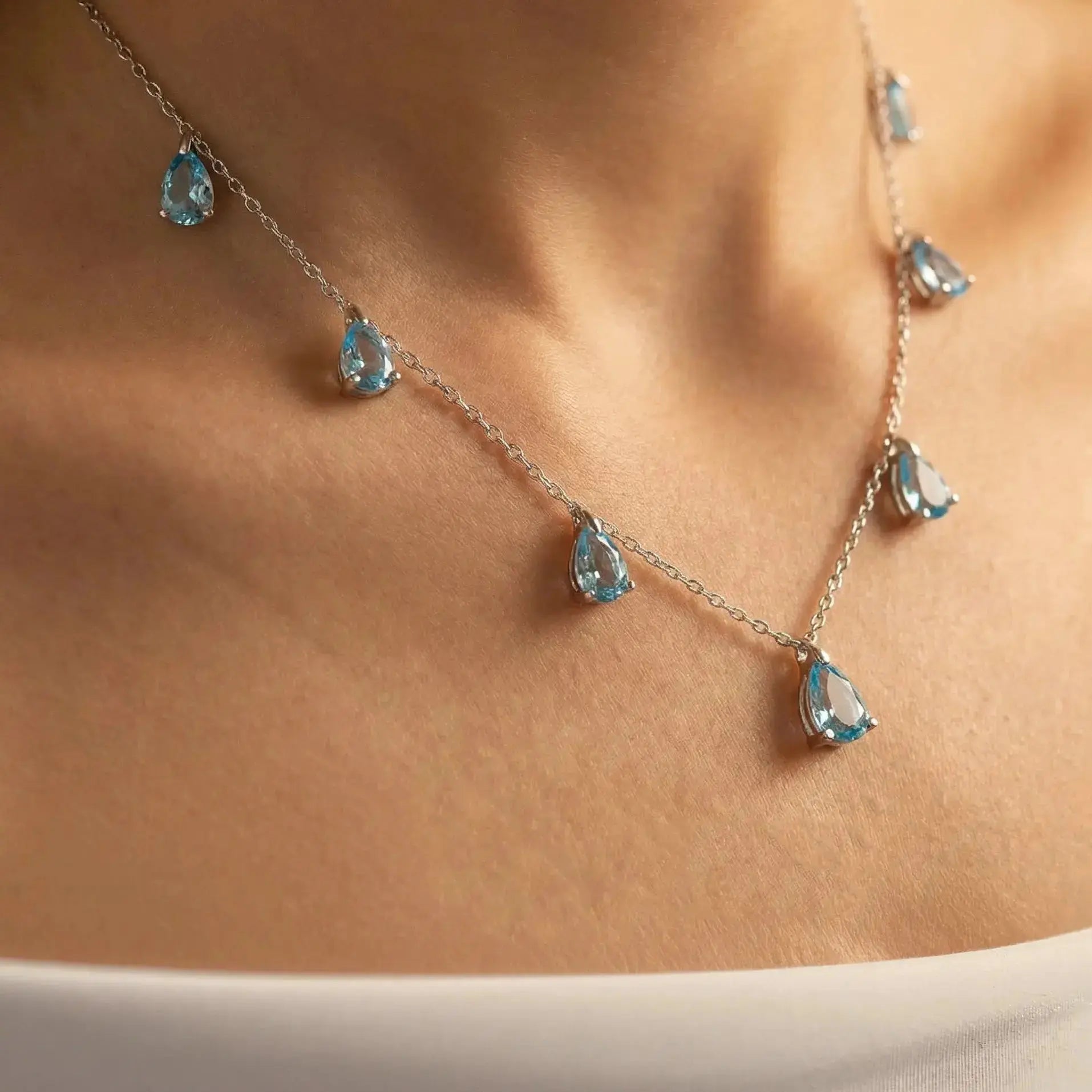 Champagne Drop Necklace in Aquamarine Anna Zuckerman