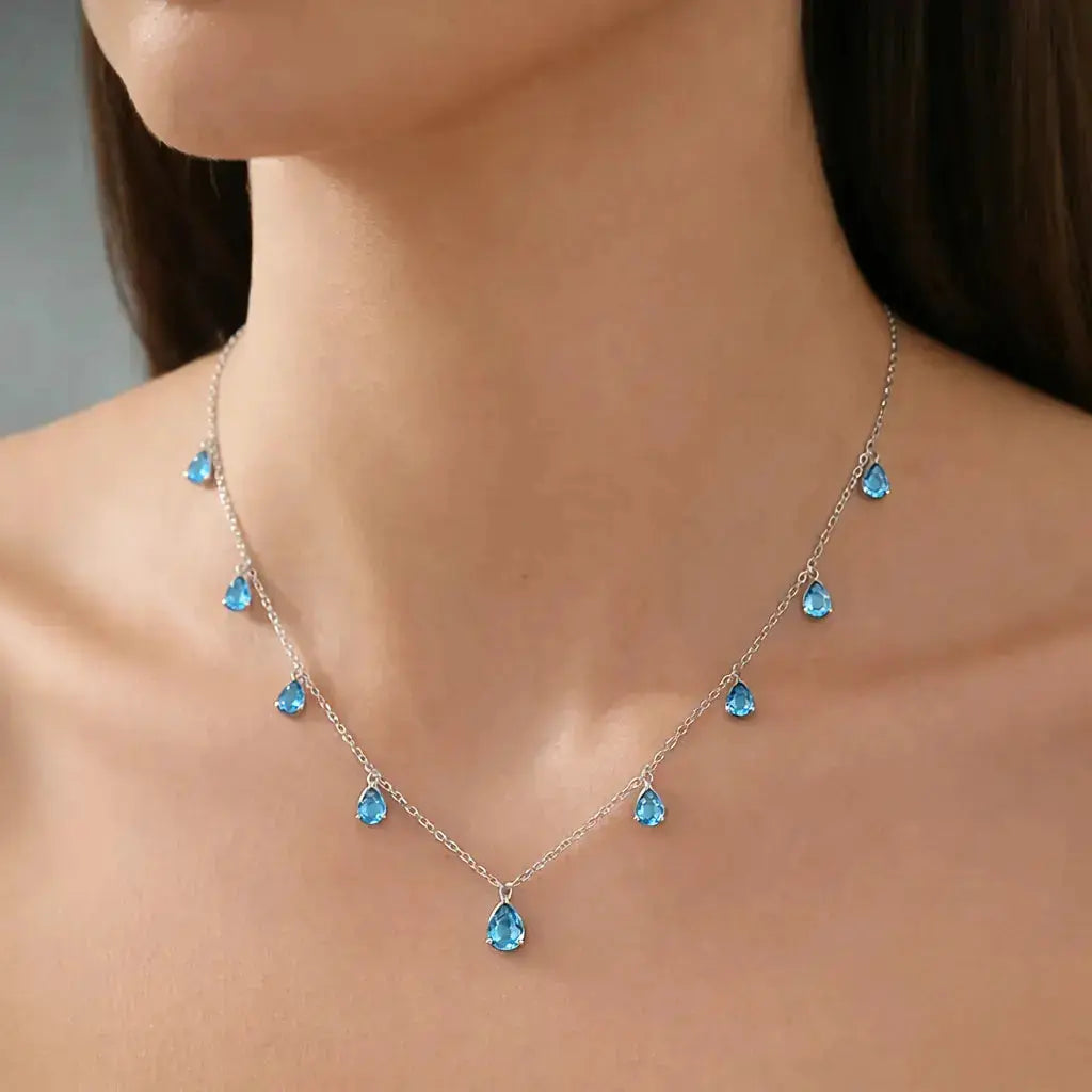 Champagne Drop Necklace in Aquamarine Anna Zuckerman
