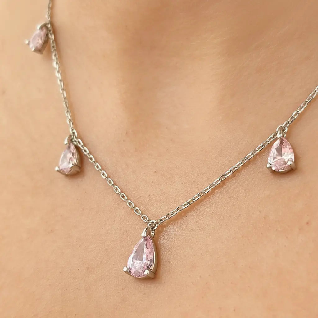Champagne Drop Necklace in Argyle Pink Anna Zuckerman