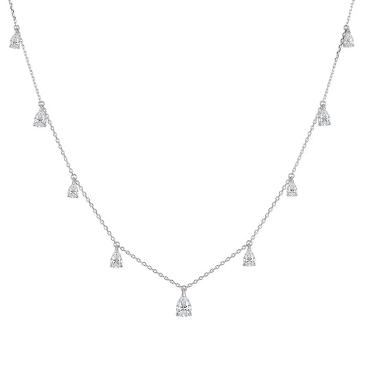 Champagne Drop Necklace in White Diamond