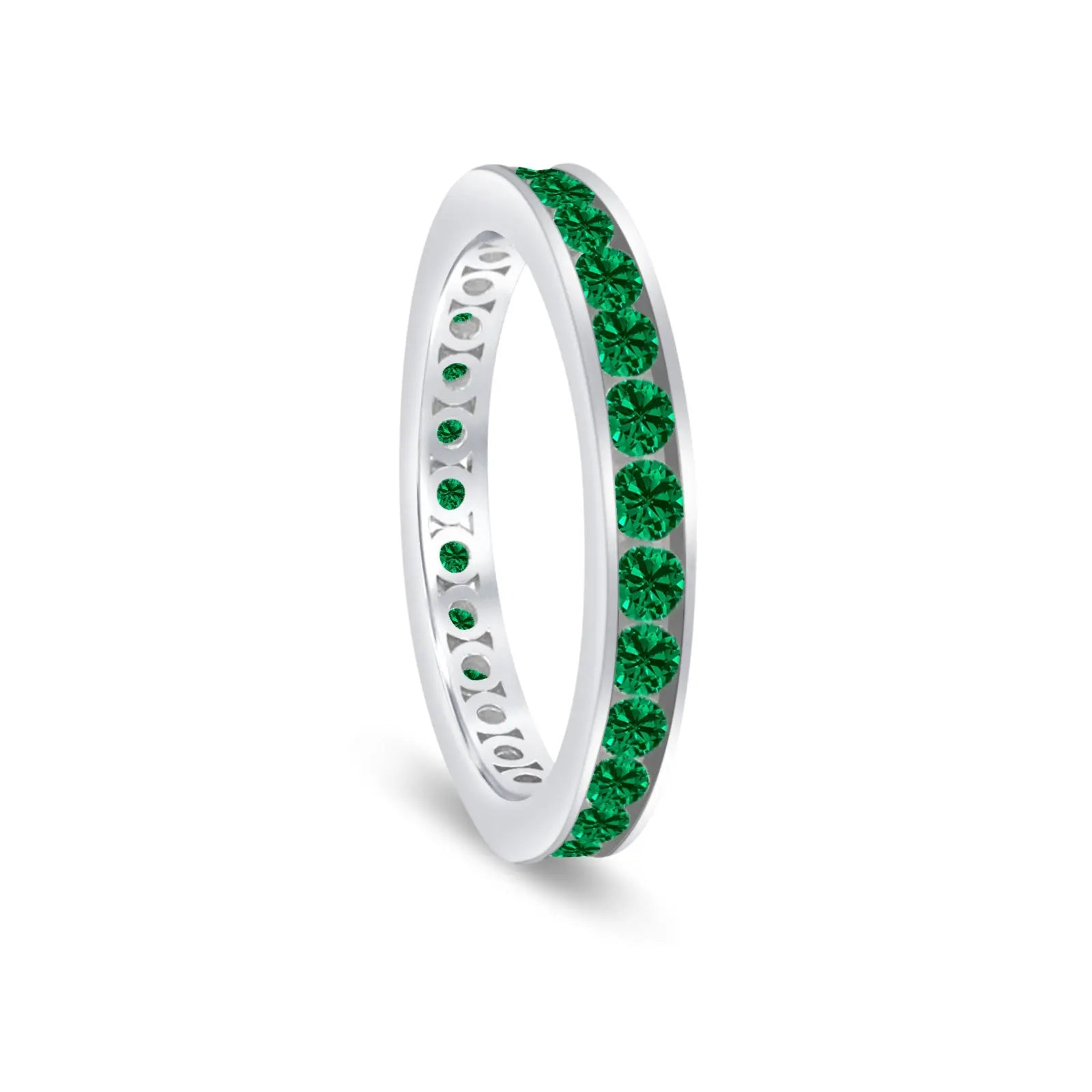 Classic Channel Set Ring in Green Emerald - Anna Zuckerman