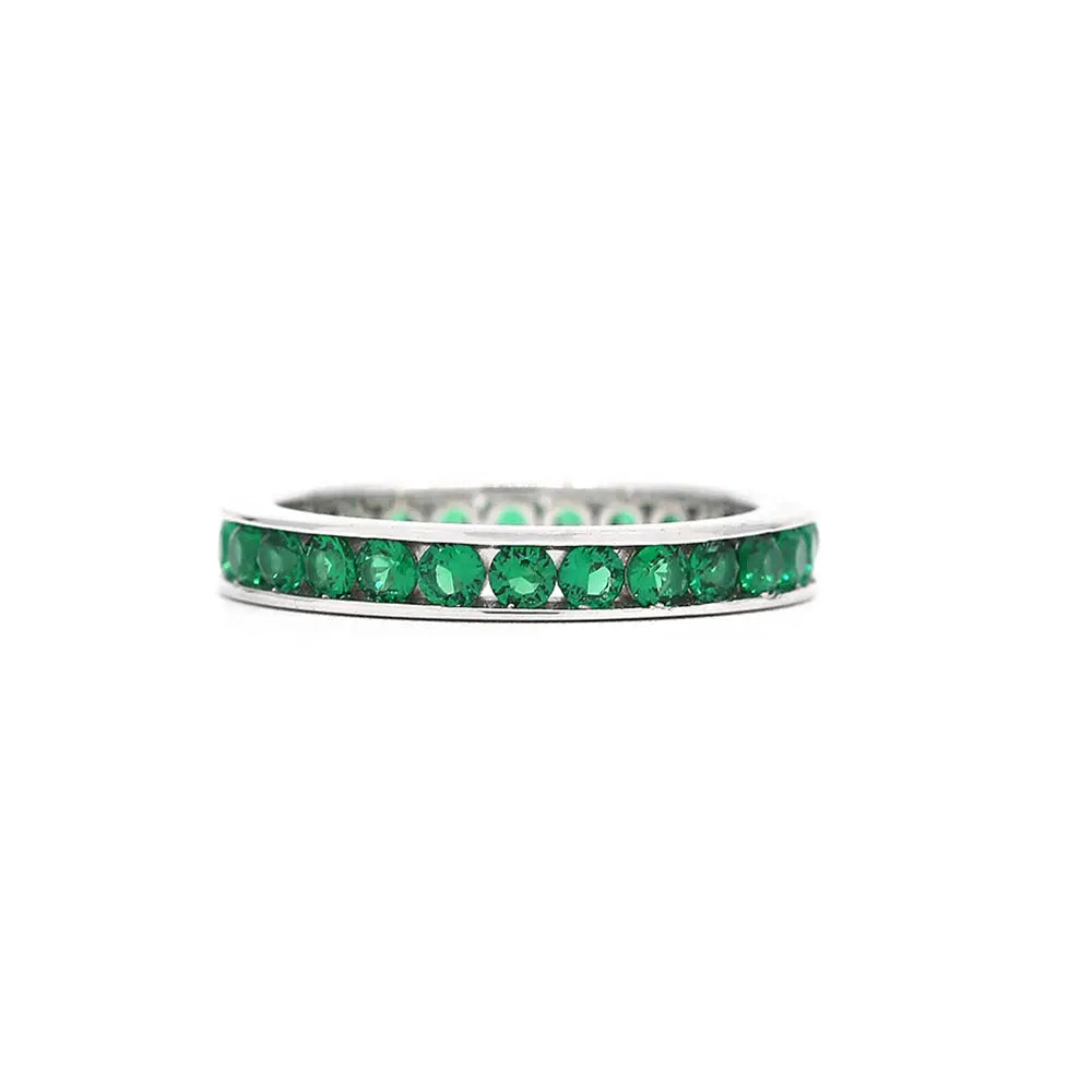 Classic Channel Set Ring in Green Emerald - Anna Zuckerman