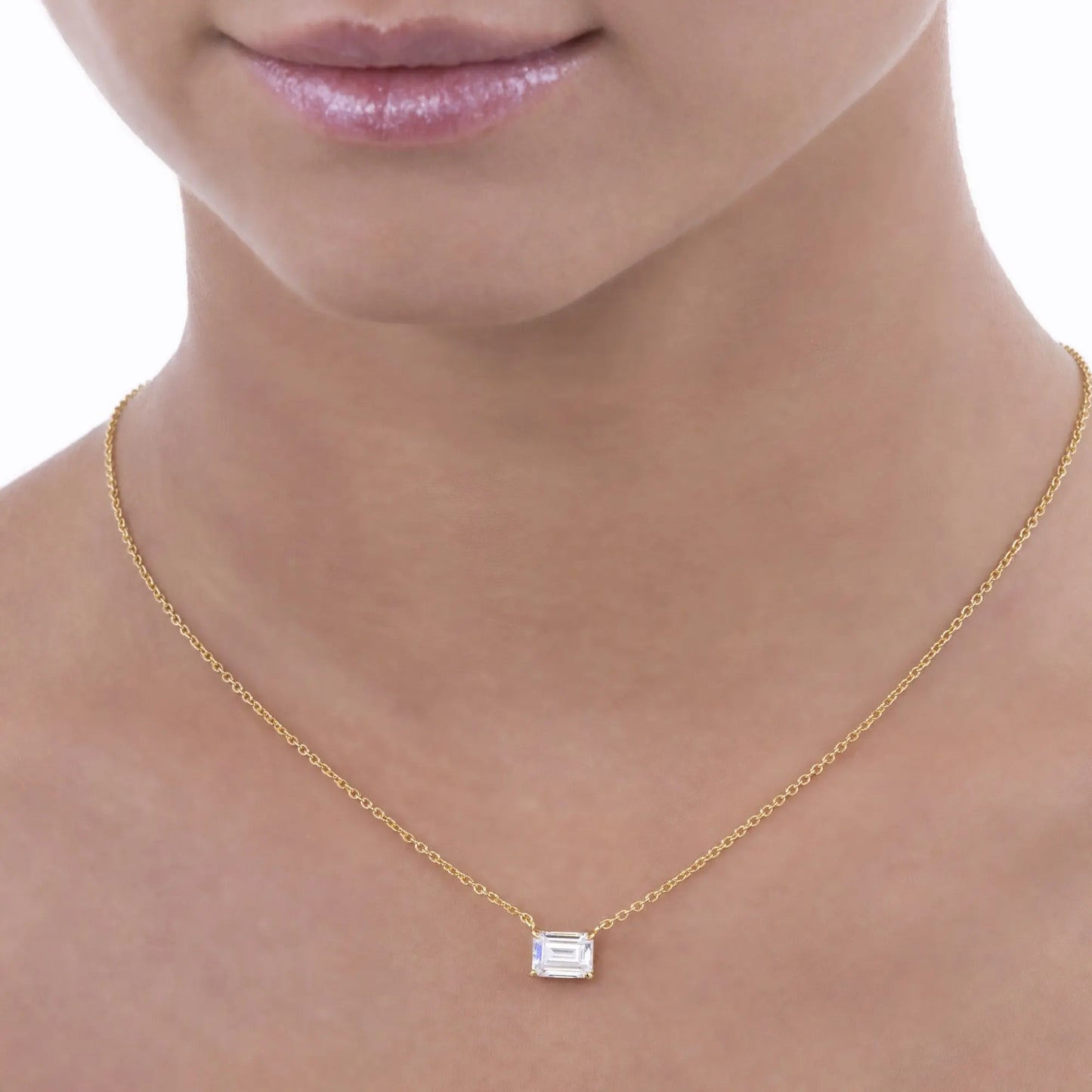 Classic Emerald Cut Solitaire Necklace - Anna Zuckerman