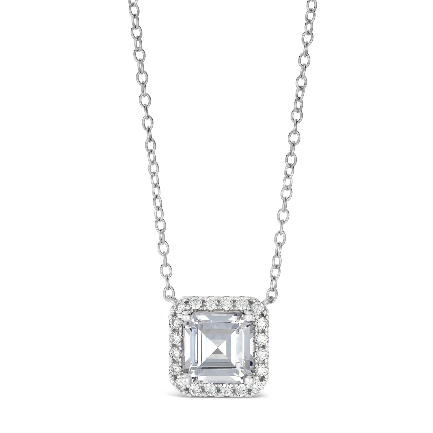 Classic Halo Asscher Cut 5 Carat Necklace Anna Zuckerman Retail