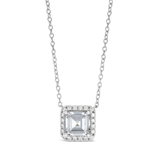 Classic Halo Asscher Cut 5 Carat Necklace Anna Zuckerman Retail