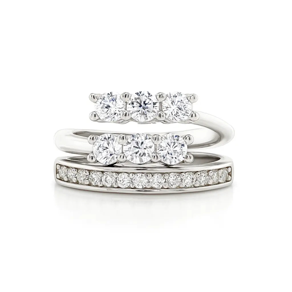 Set of diamond rings on a white background