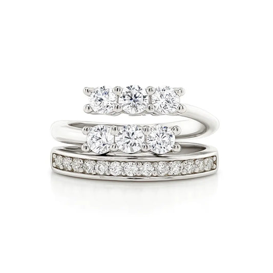 Set of diamond rings on a white background