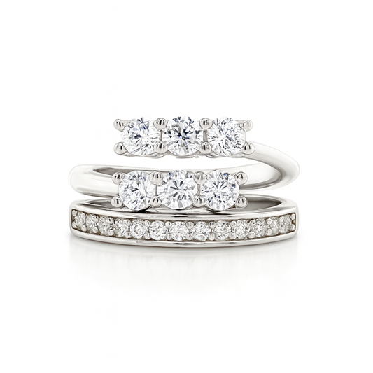 Set of diamond rings on a white background
