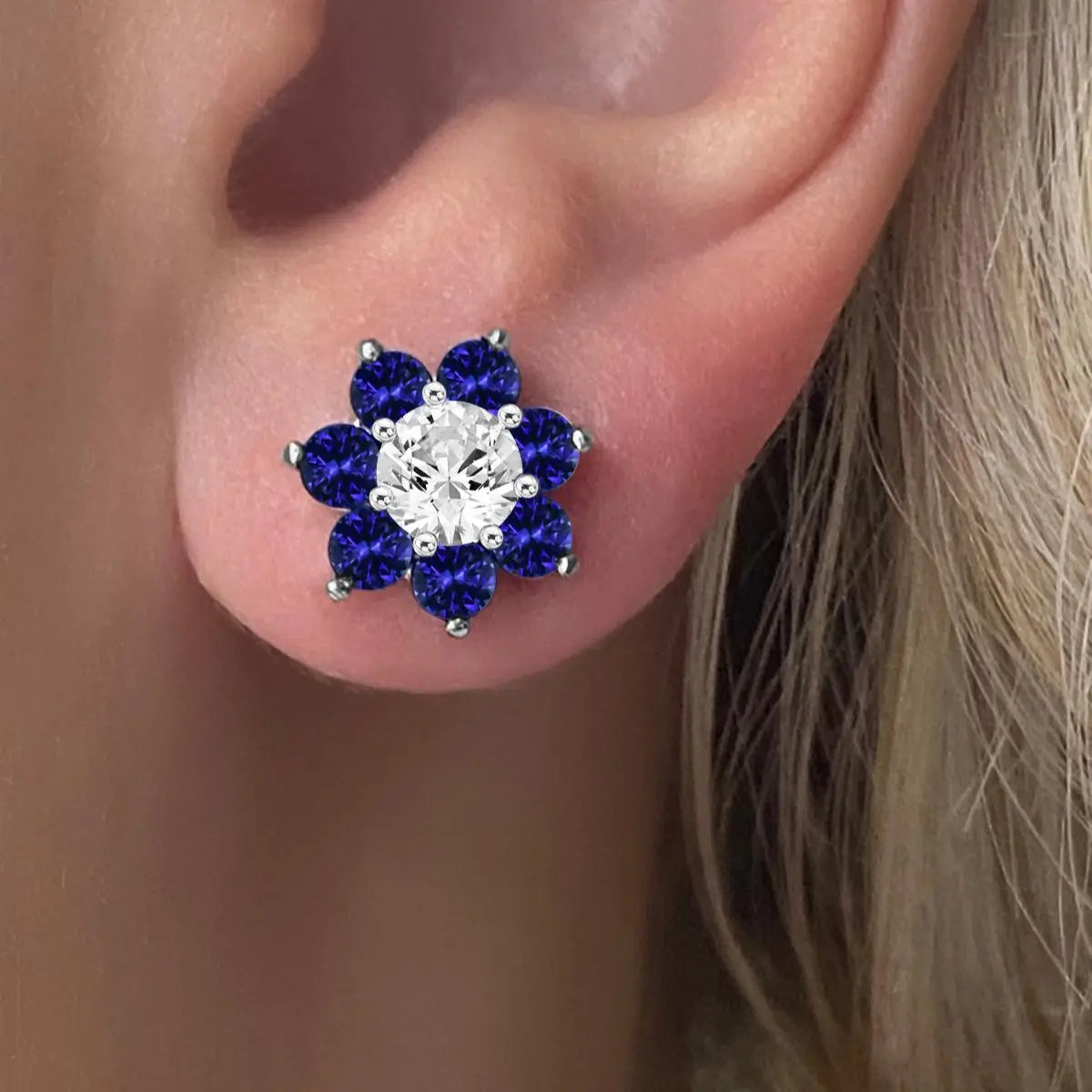 Daisy Studs by AZ Essentials in Blue Sapphire Anna Zuckerman