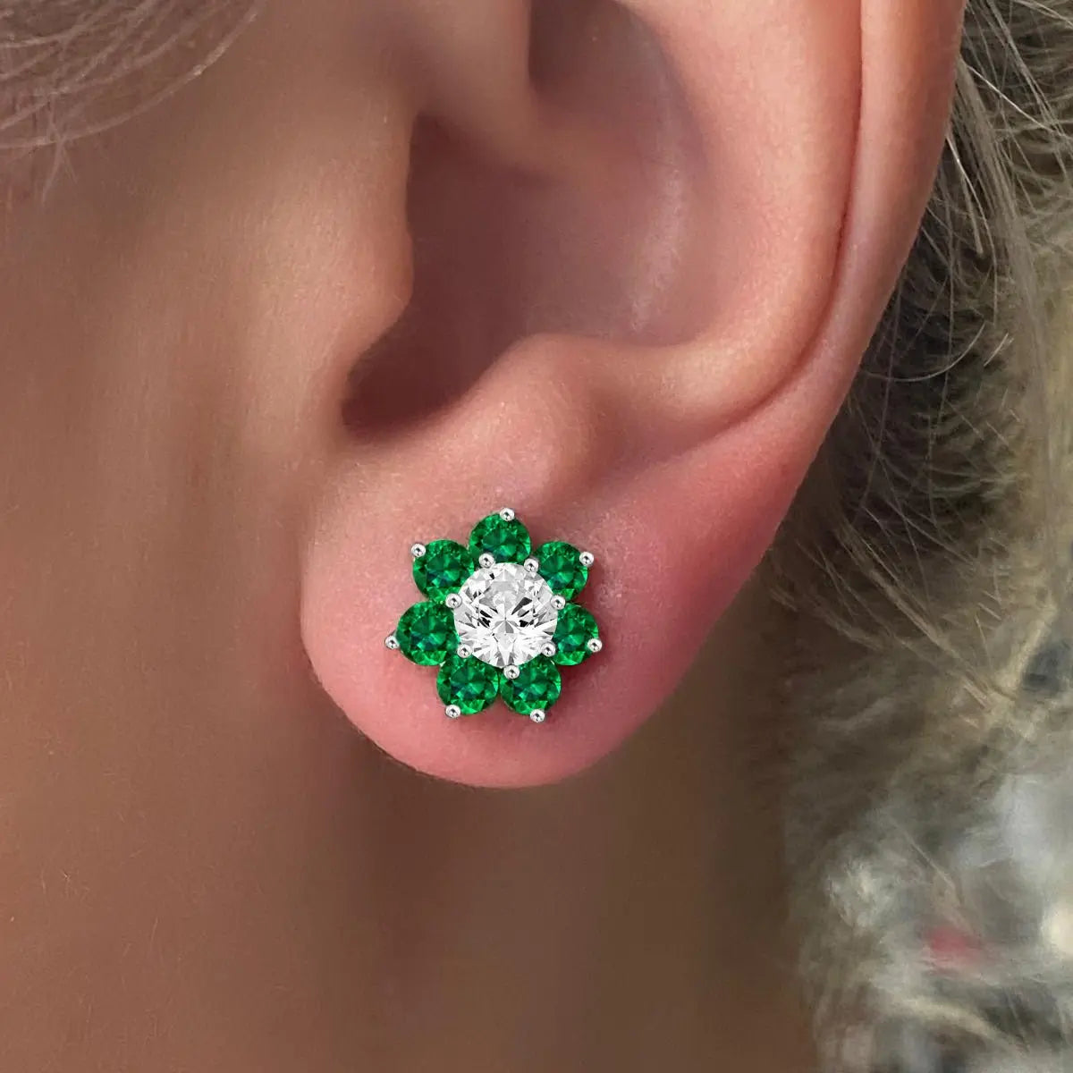 Daisy Studs by AZ Essentials in Emerald Anna Zuckerman