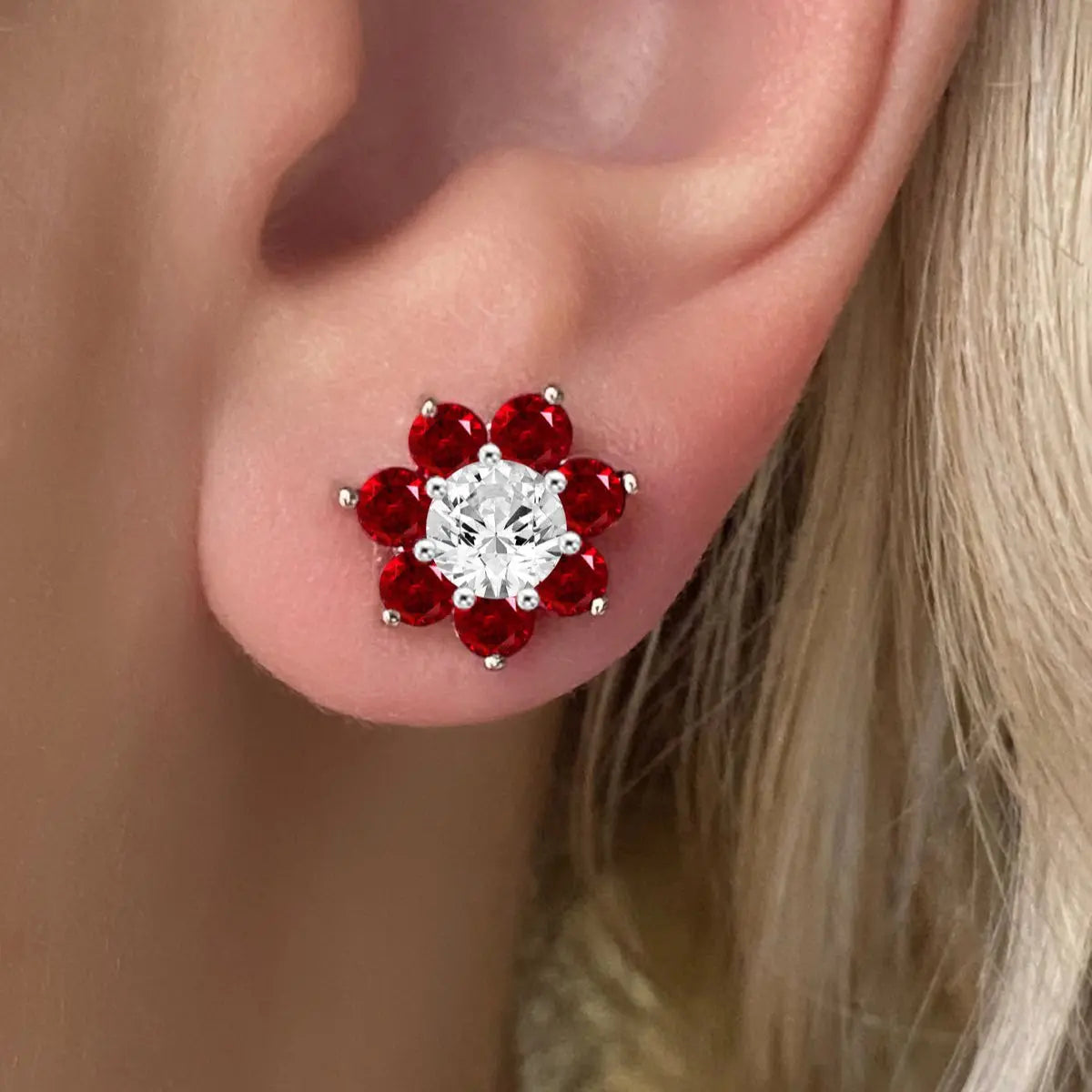 Daisy Studs by AZ Essentials in Ruby Anna Zuckerman