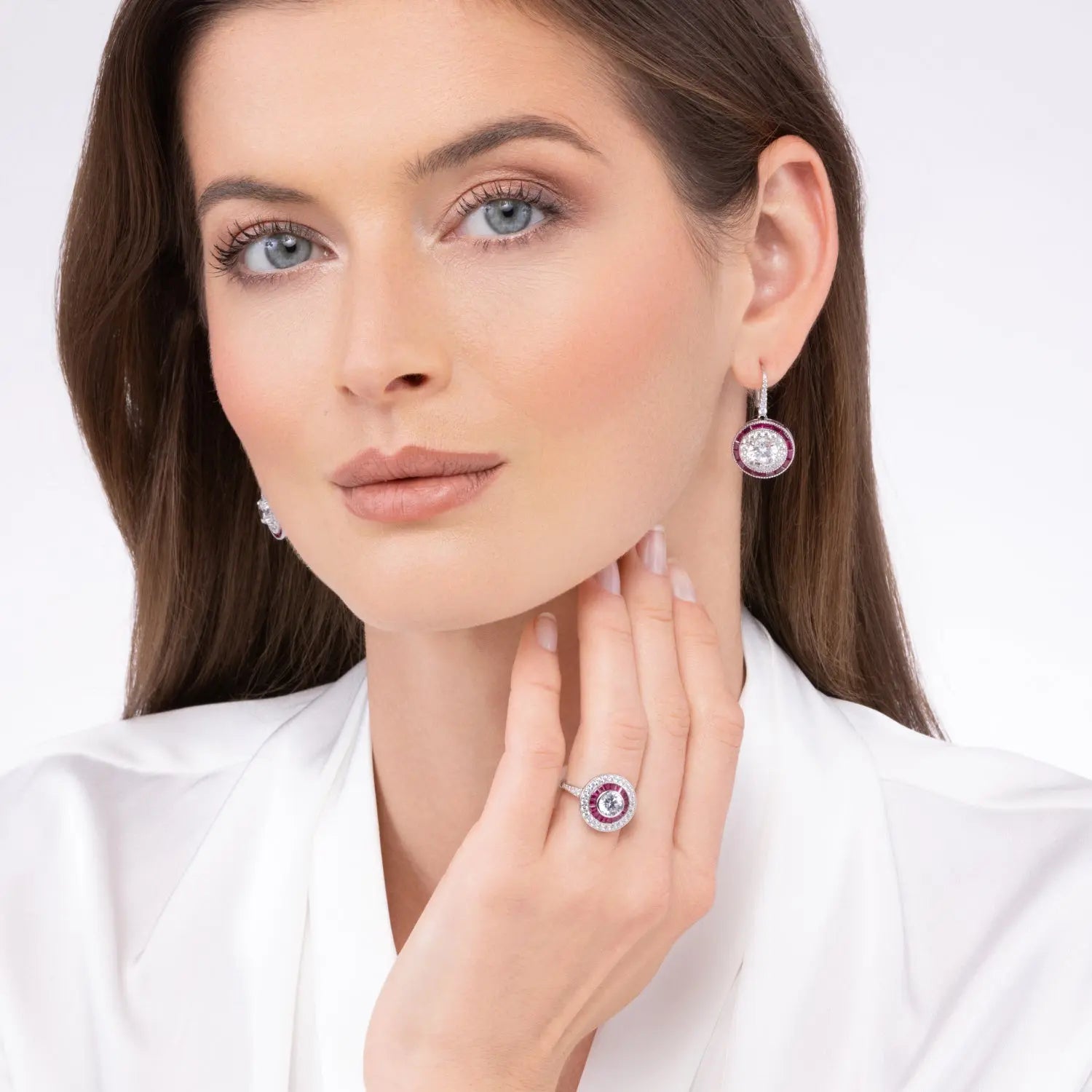 Demi Deco Earrings in Blue Sapphire Anna Zuckerman
