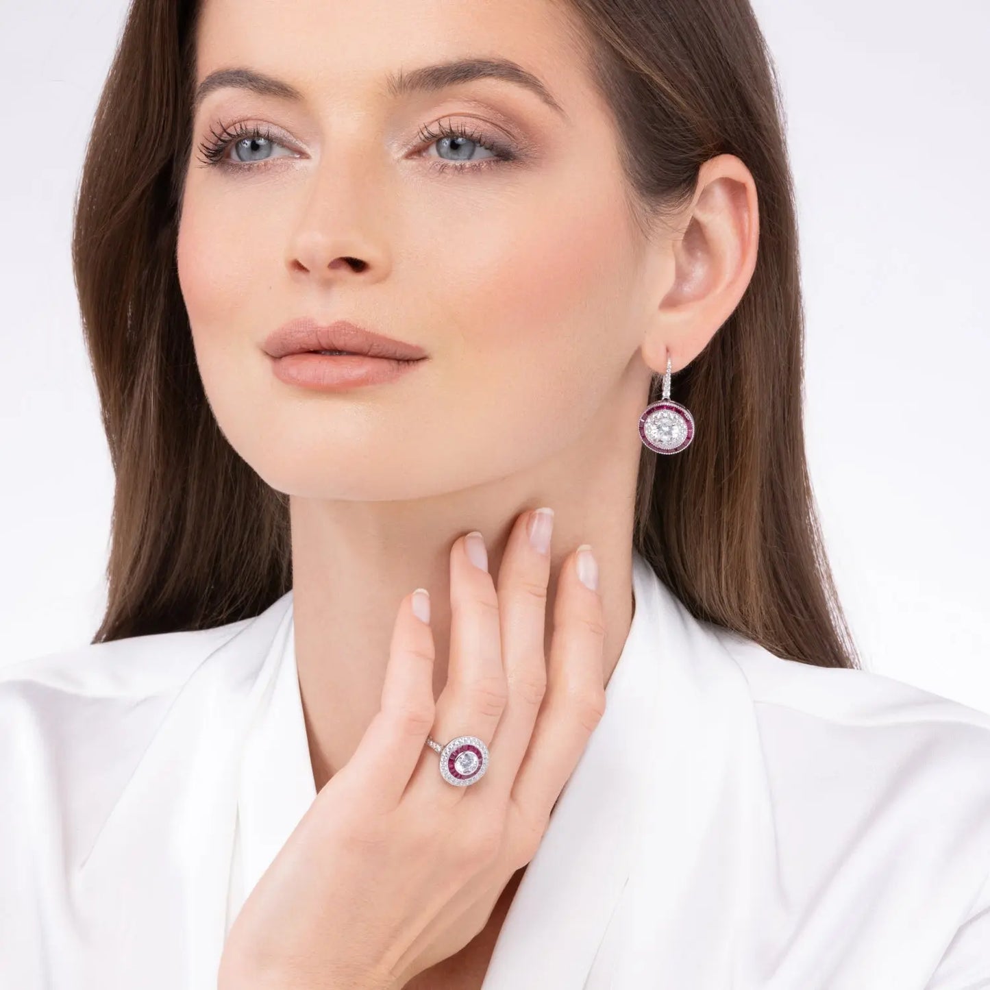 Demi Deco Earrings in Ruby Anna Zuckerman