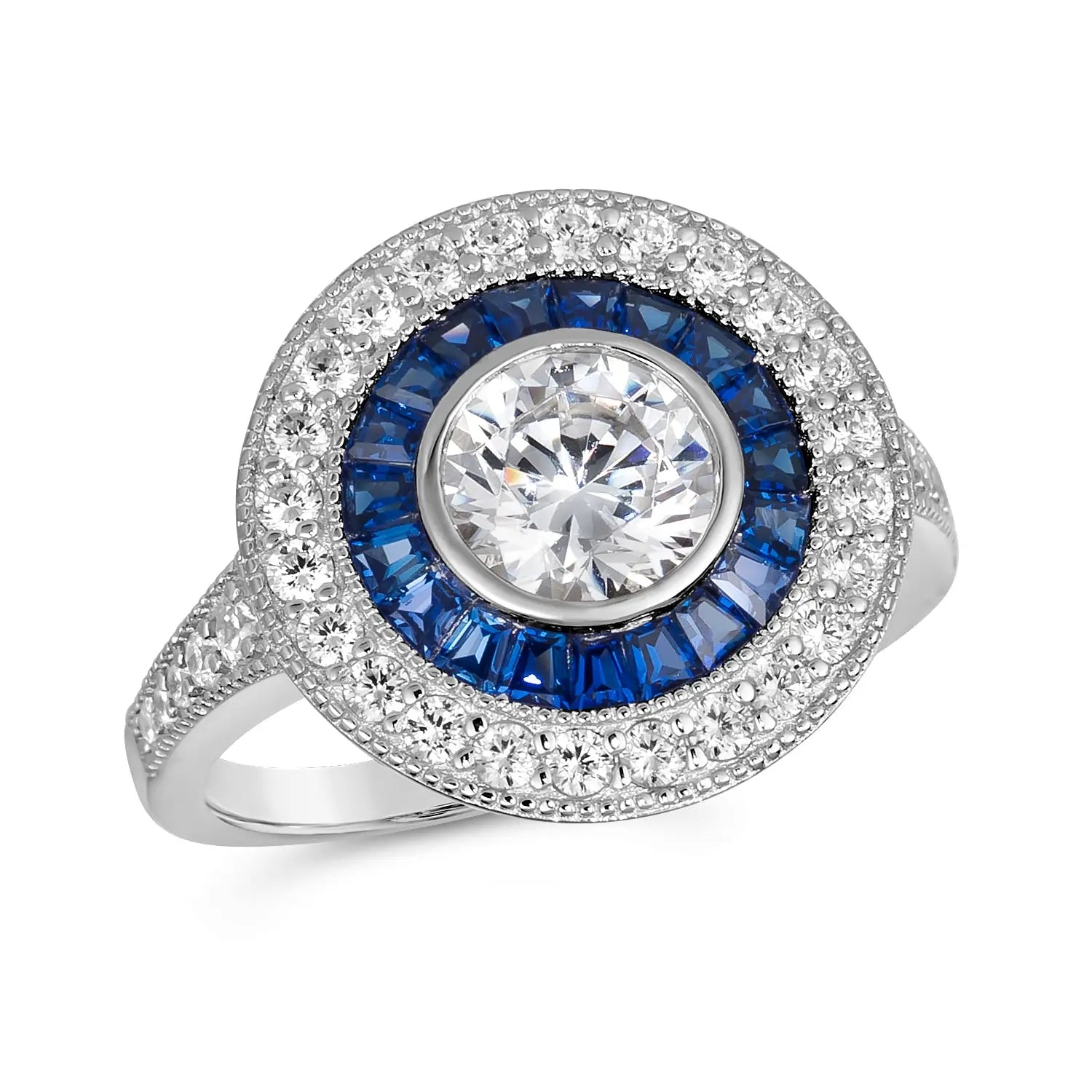 Demi Vintage 1 Carat Diamond Crystalline Ring Blue Sapphire Anna Zuckerman