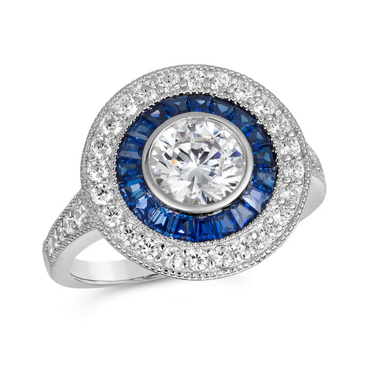 Demi Vintage 1 Carat Diamond Crystalline Ring Blue Sapphire Anna Zuckerman