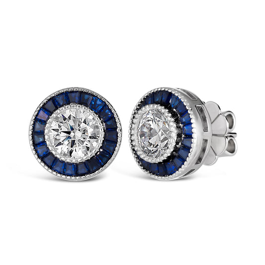 Demi Vintage Blue Sapphire Stud Earrings