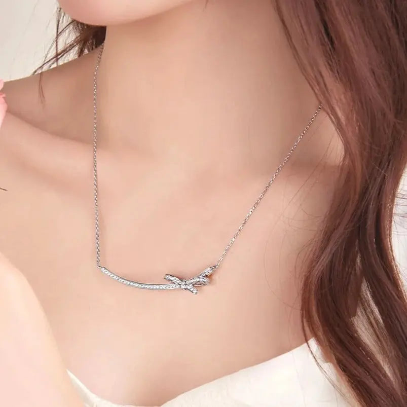 Diamond Crystalline Love Knot Necklace Anna Zuckerman