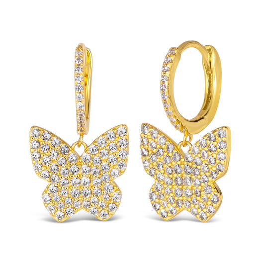 Diamond Essence Butterfly Earrings in Yellow Gold