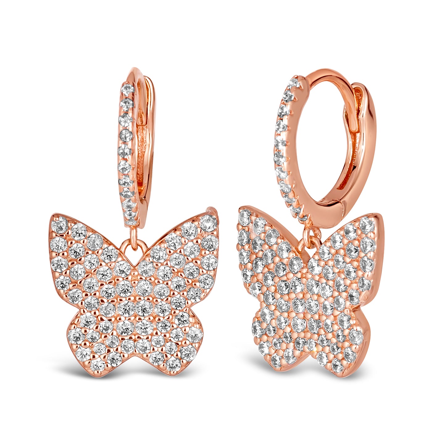 Diamond Essence Butterfly Earrings in Rose Gold