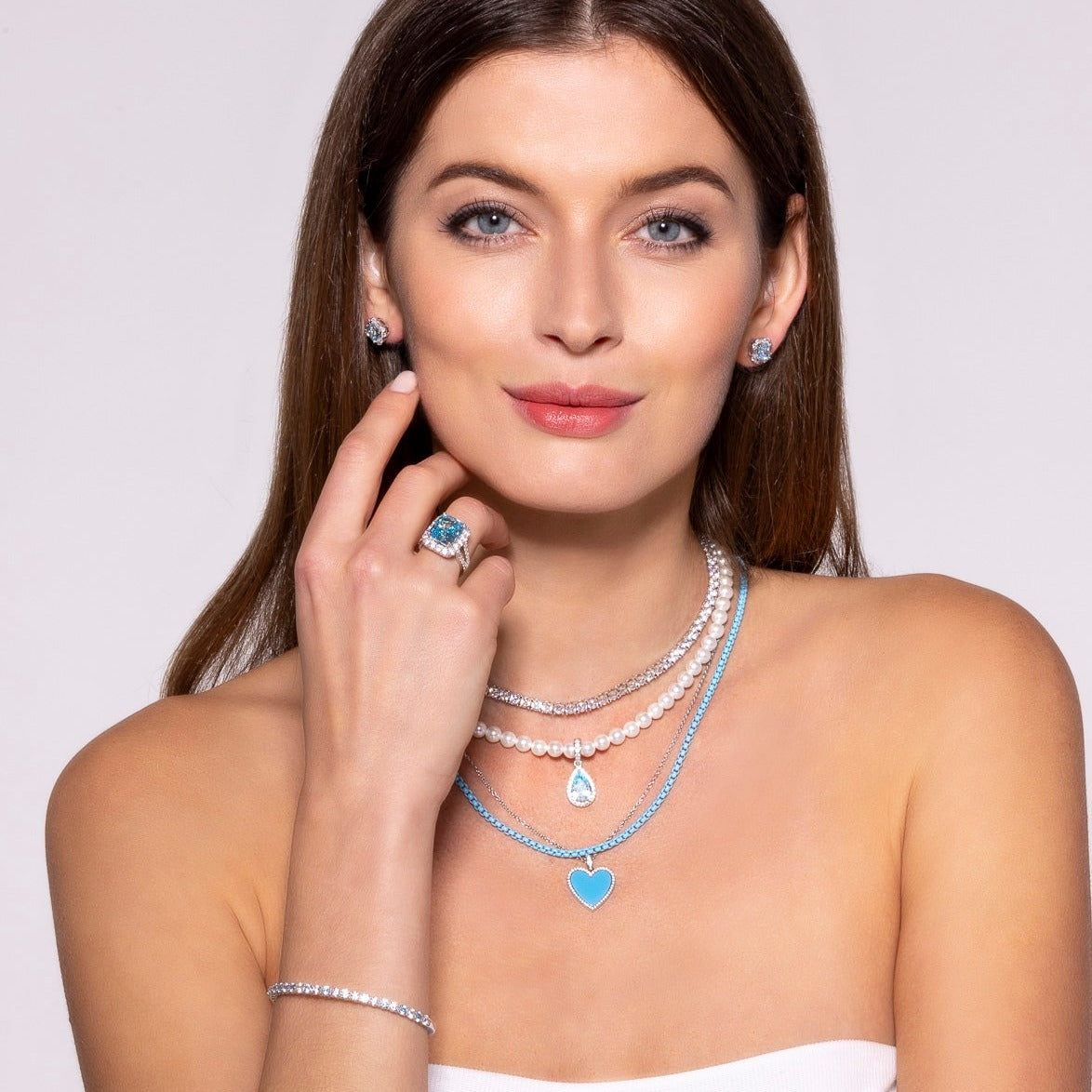 Princess Di Blue Sapphire Pearl Necklace