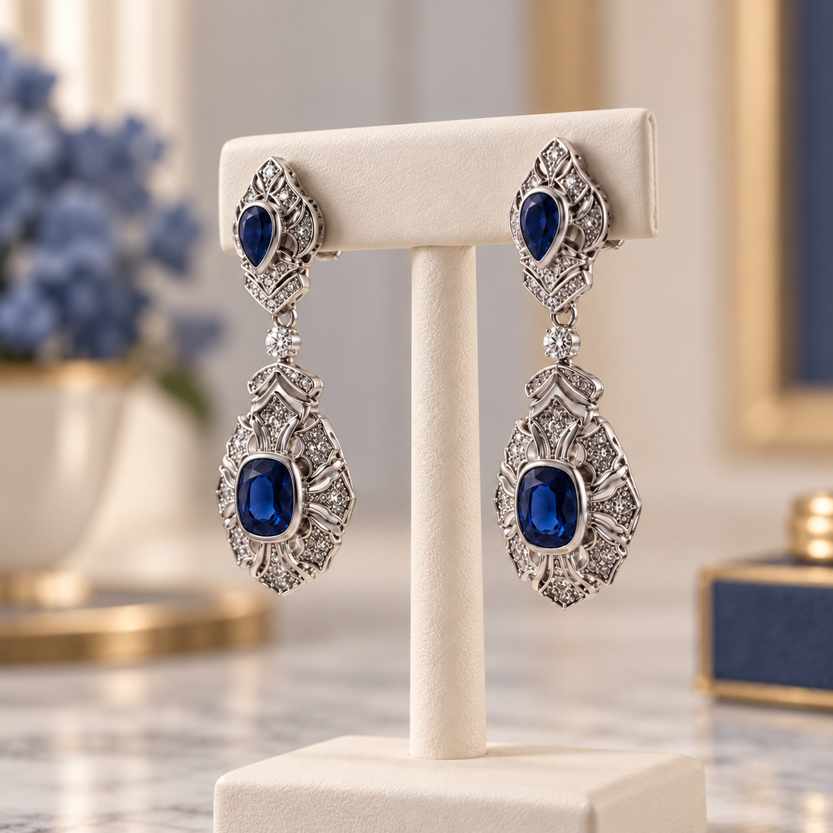 Vintage Sapphire Drop Earrings