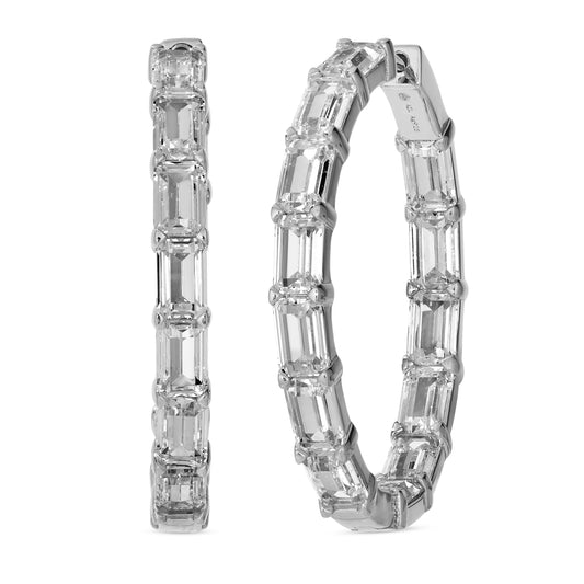 Brickell Oval Baguette Hoops