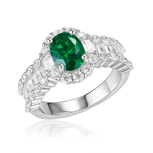 Edith Cocktail Ring in Emerald Anna Zuckerman