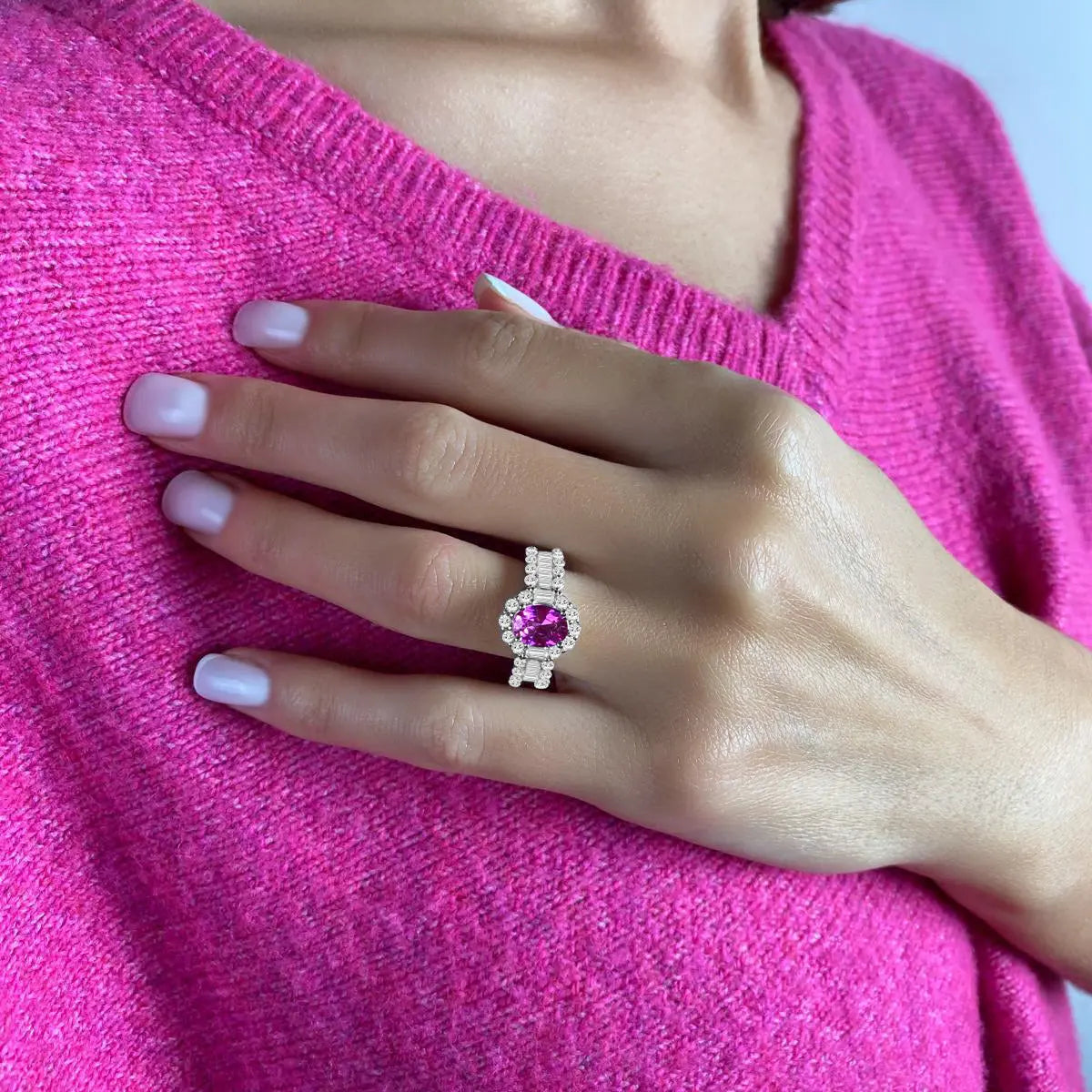 Edith Cocktail Ring in Pink Sapphire Anna Zuckerman