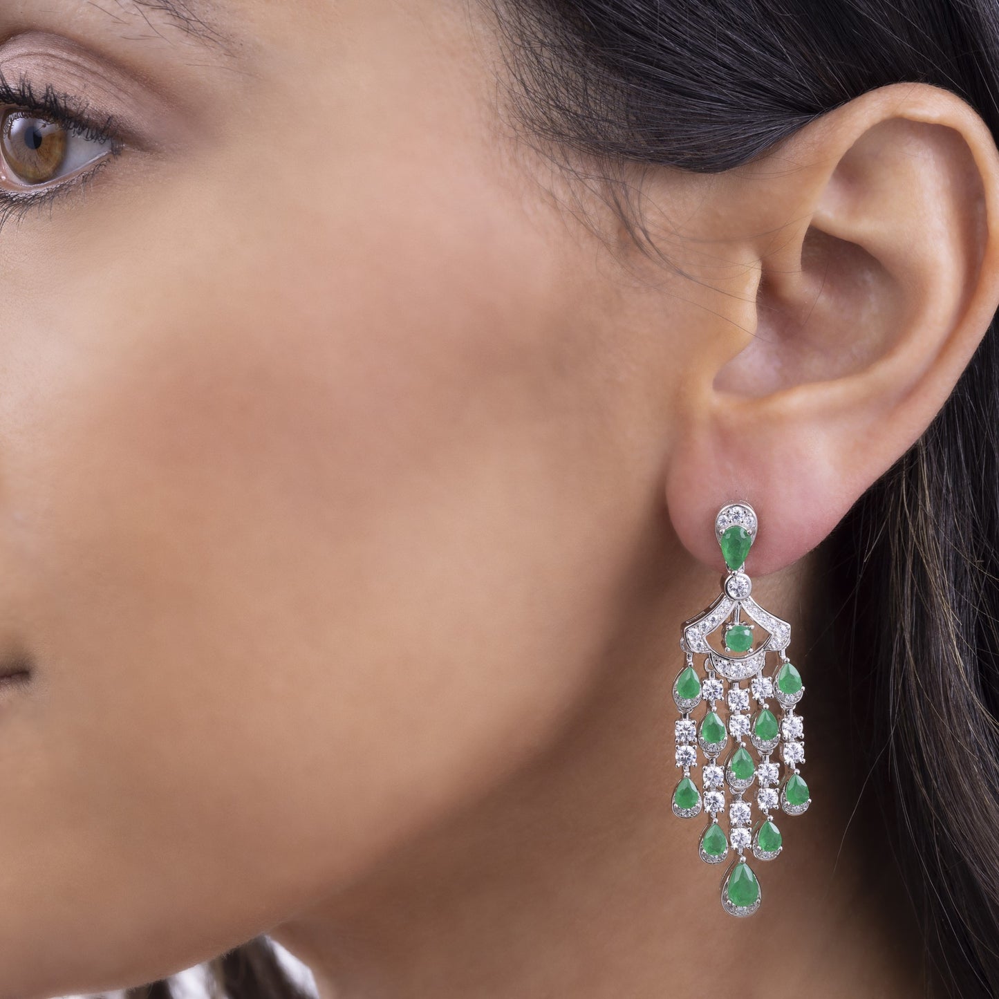 Vintage Inspired Chandelier Earrings in Emerald