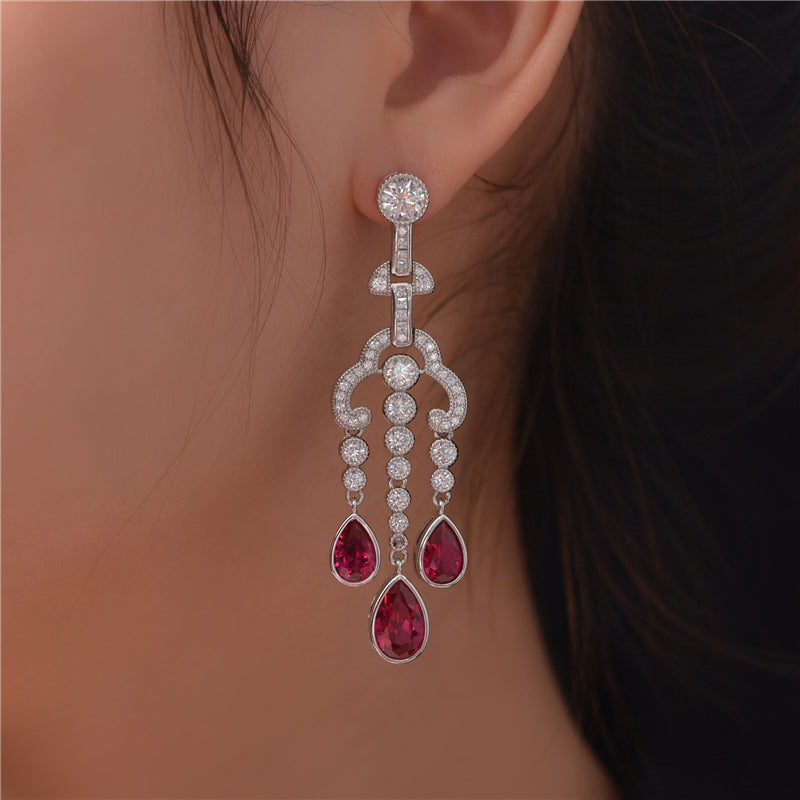 Arya Ruby Chandelier Earrings