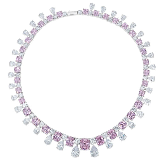 Envy Statement Necklace in Argyle Pink Anna Zuckerman