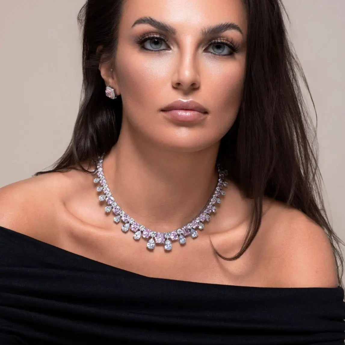 Envy Statement Necklace in Argyle Pink Anna Zuckerman