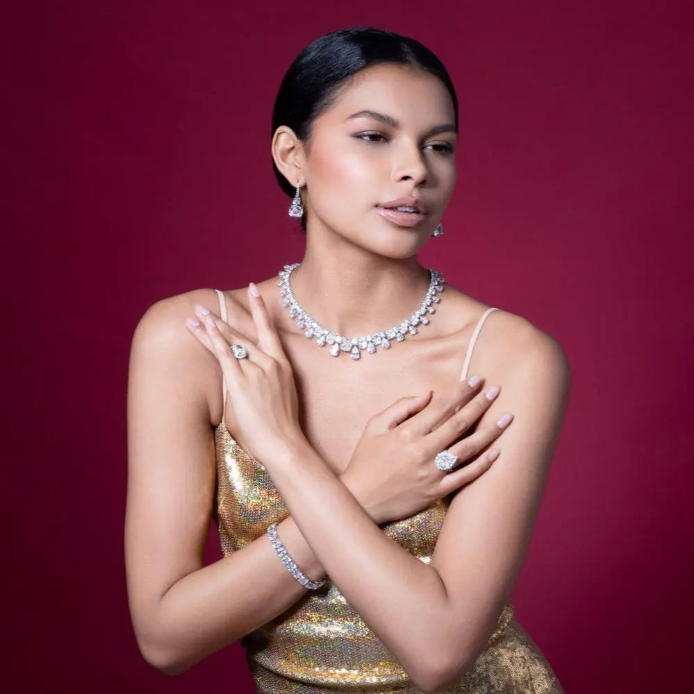 Envy Statement Necklace in G/H Crystalline Anna Zuckerman