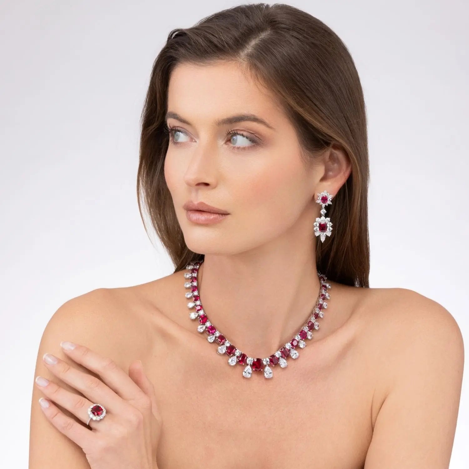 Envy Statement Necklace in Ruby Anna Zuckerman